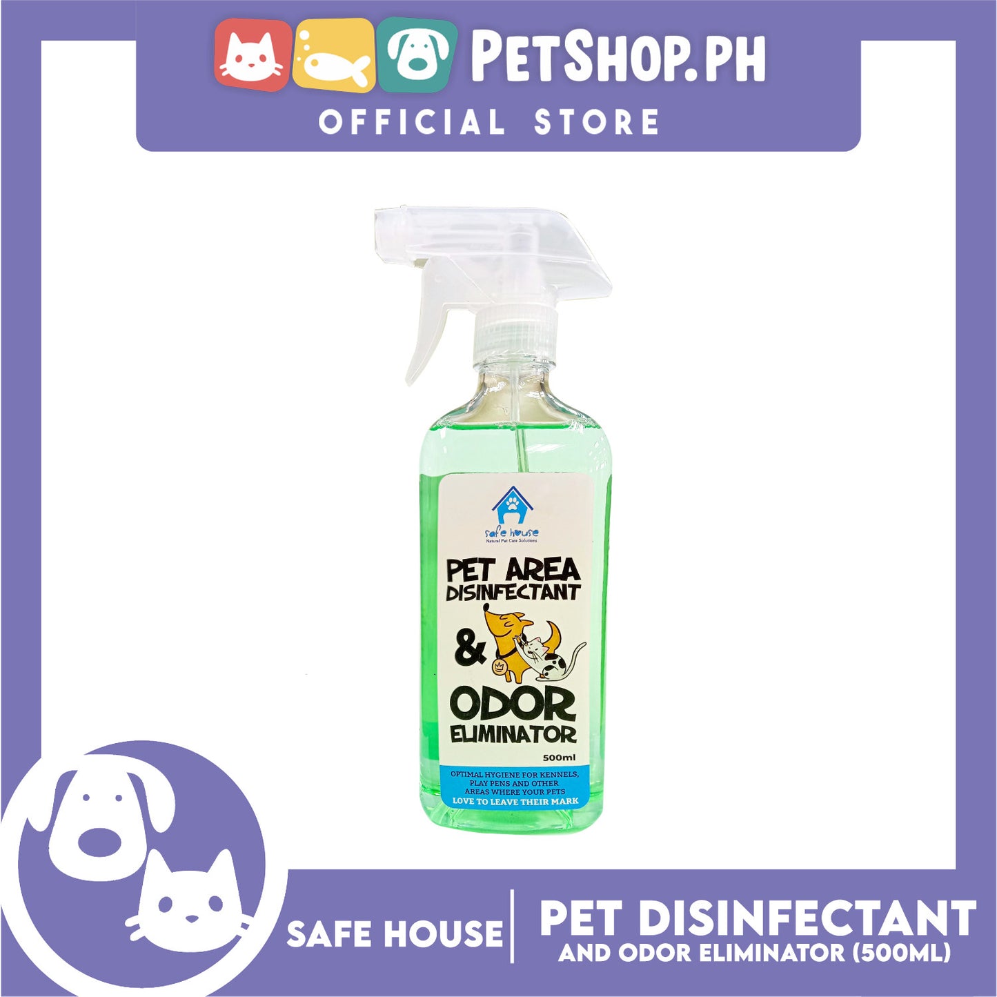 Safe House Natural Pet Care Solutions Pet Area Disinfectant and Odor Eliminator 500ml