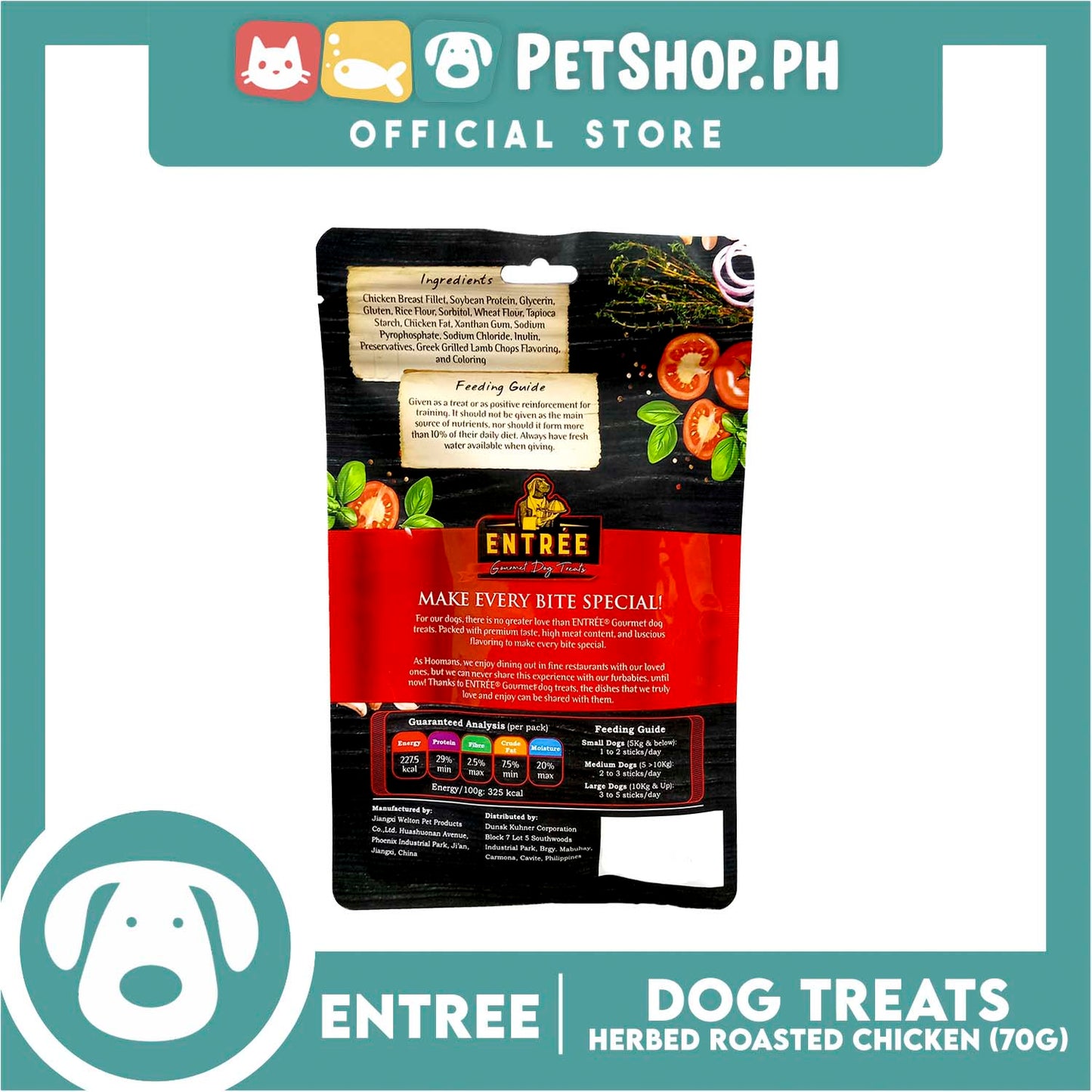 Entrée Gourmet Herbed Roasted Chicken Dog Treats 70g