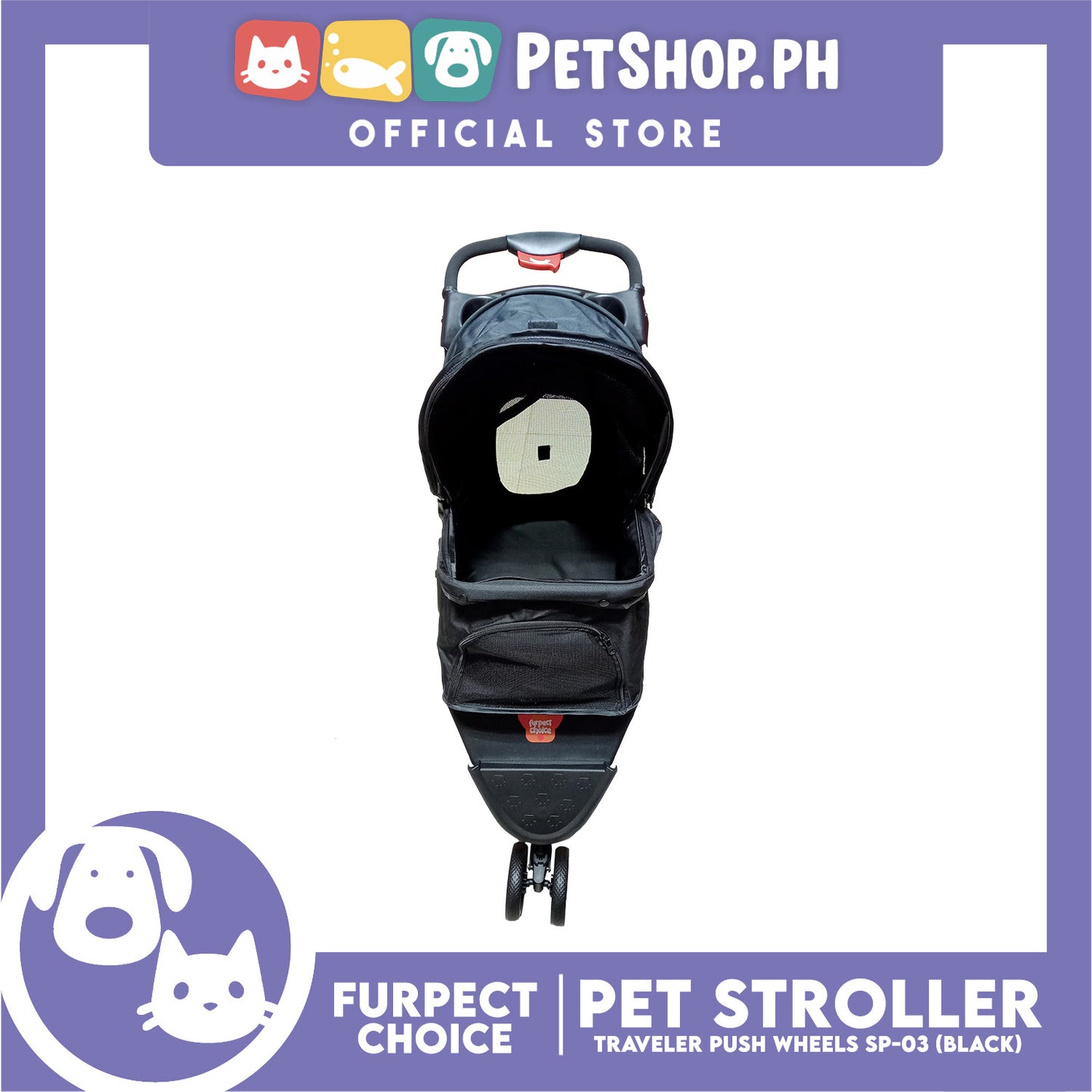 Furfect Choice Foldable 4-Wheeled Travel Stroller For Dog And Cat Accessories BL04 (Black) 102 x 70 x 50cm