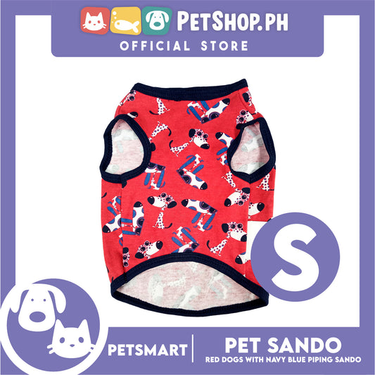 Pet Clothes Red Dogs with Navy Blue Piping Sando (Small) DG-CTN173S