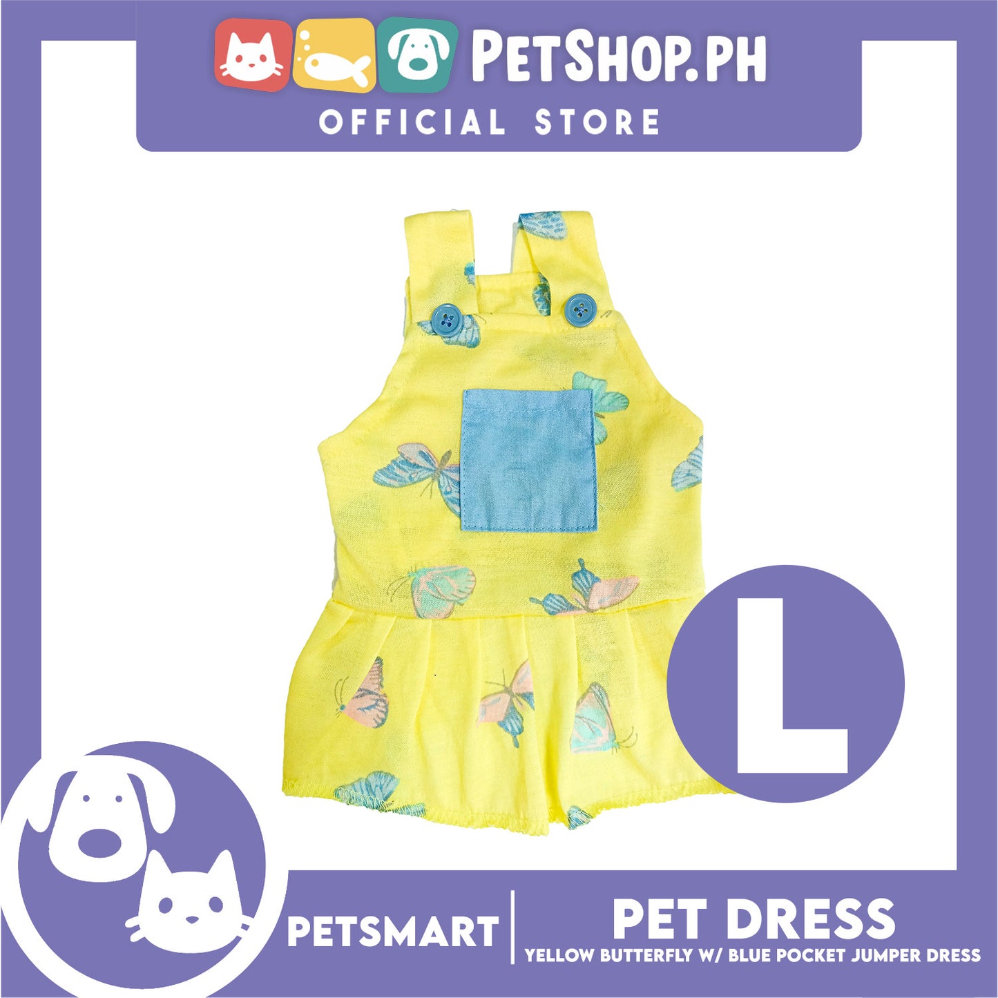 Pet Dress Yellow Butterfly with Blue Pock Jumper (Large) DG-CTN177L