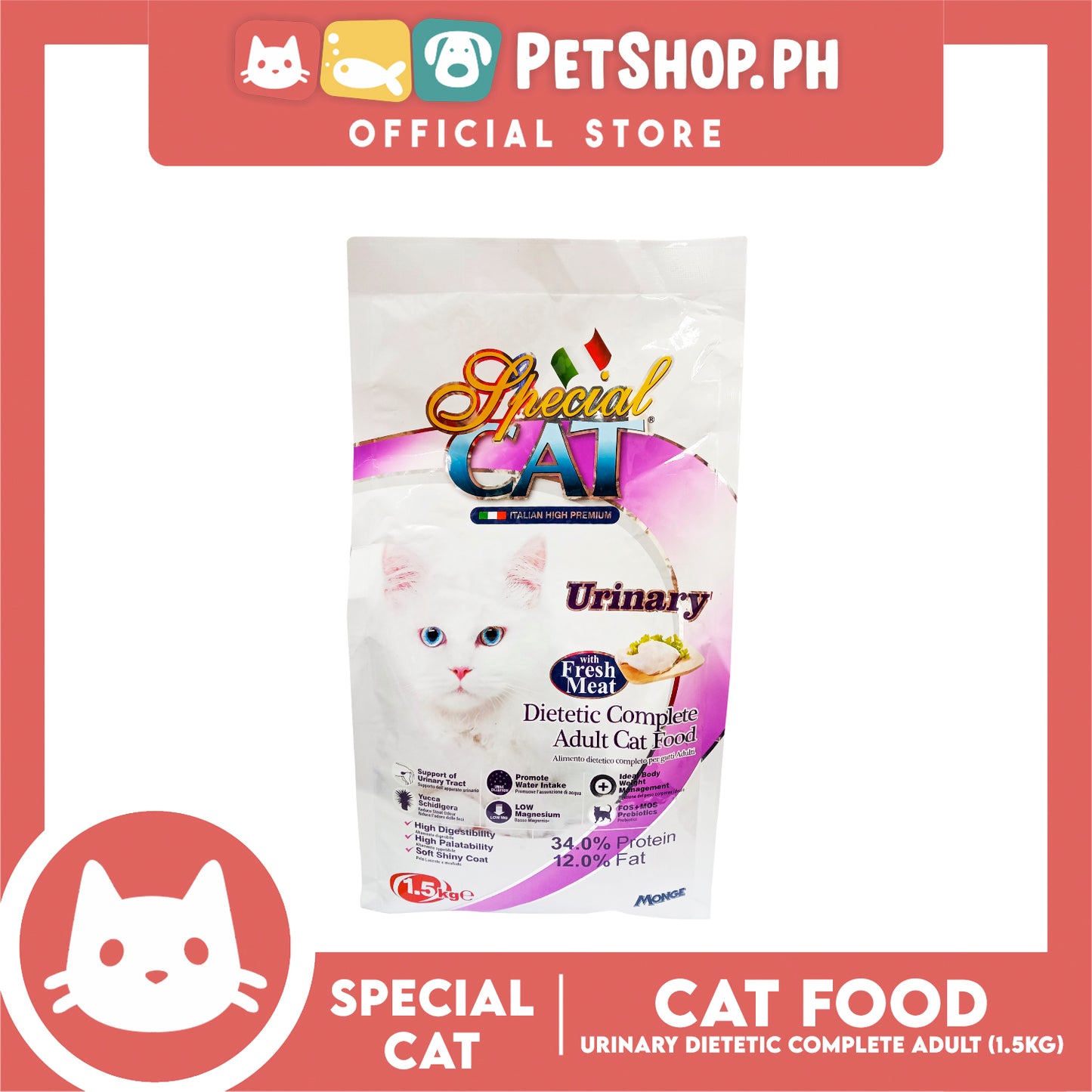 Special Cat Urinary Dietetic Complete Adult Dry Cat Food 1.5kg
