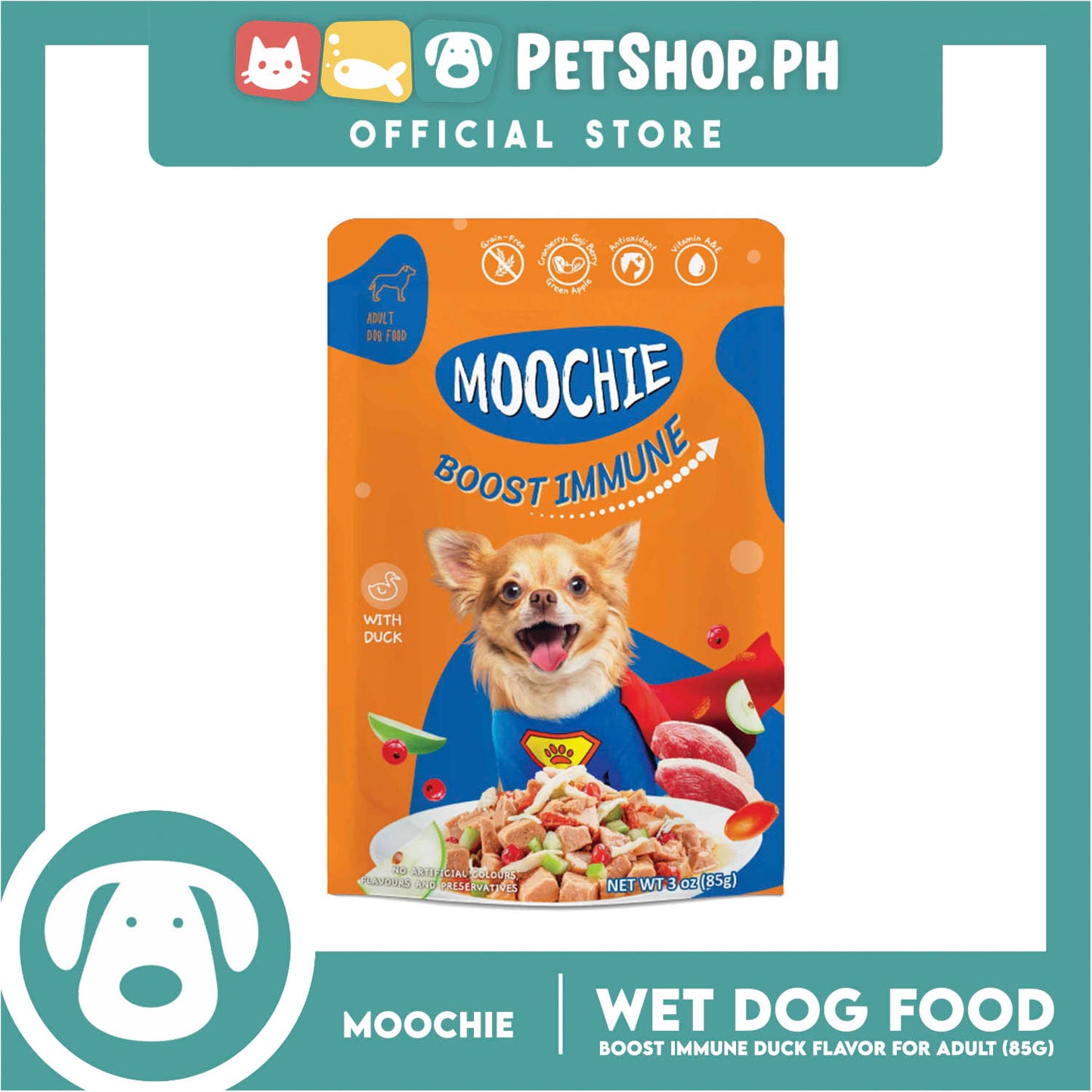 Moochie Boost Immune Dog Wet Food for Adult 85g (Duck)