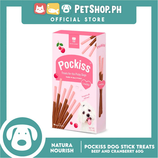 Natura Nourish Pockiss LoveStix Dog Treats (Beef and Cranberry) 60g