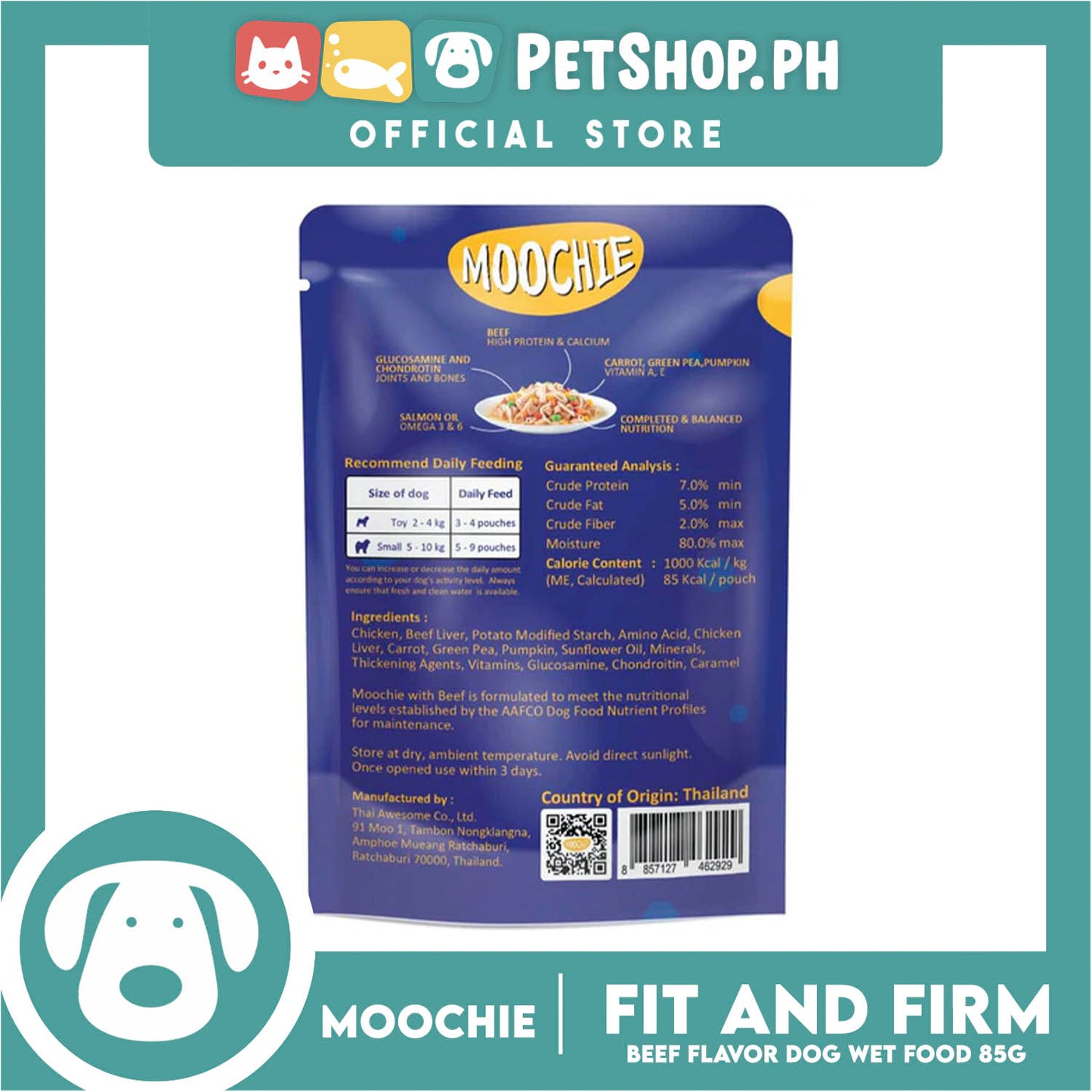 Moochie Fit and Firm Adult Dog Wet Food (Beef) 85g