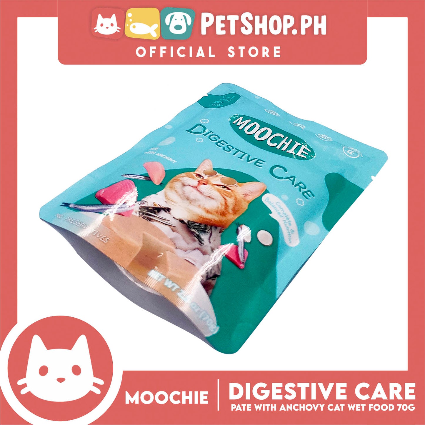 Moochie Digestive Care Adult Cat Wet Food (Pate with Anchovy) 70g