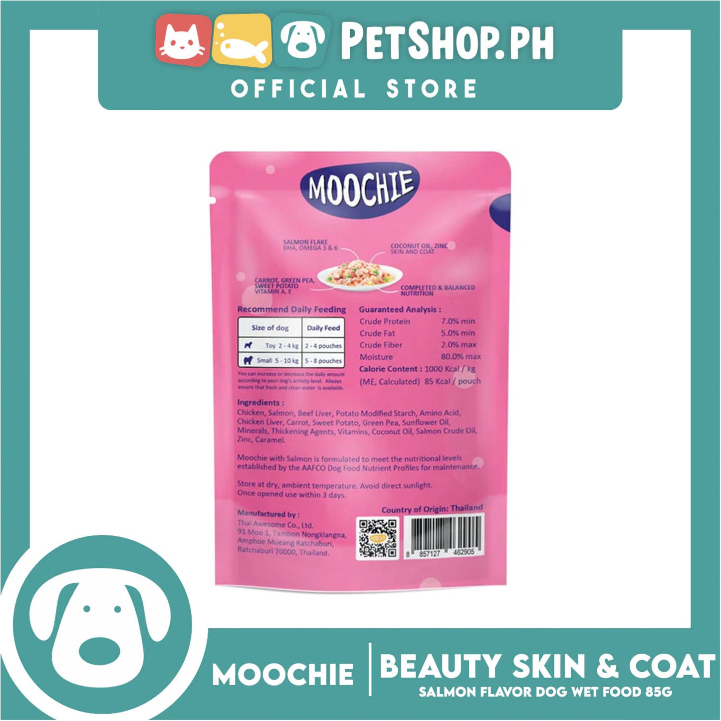 Moochie Beauty Skin and Coat Adult Dog Wet Food (Salmon) 85g