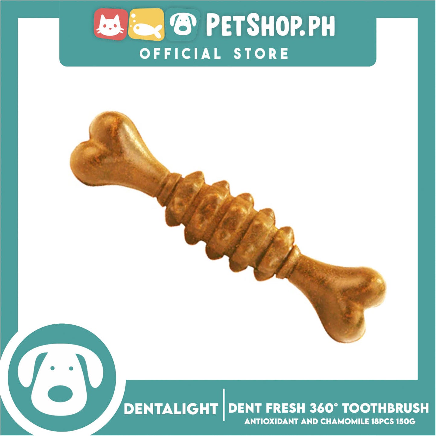 Dentalight Dent Fresh 360° Toothbrush Antioxidant and Chamomile Mixed Berry Dog Treats 150g