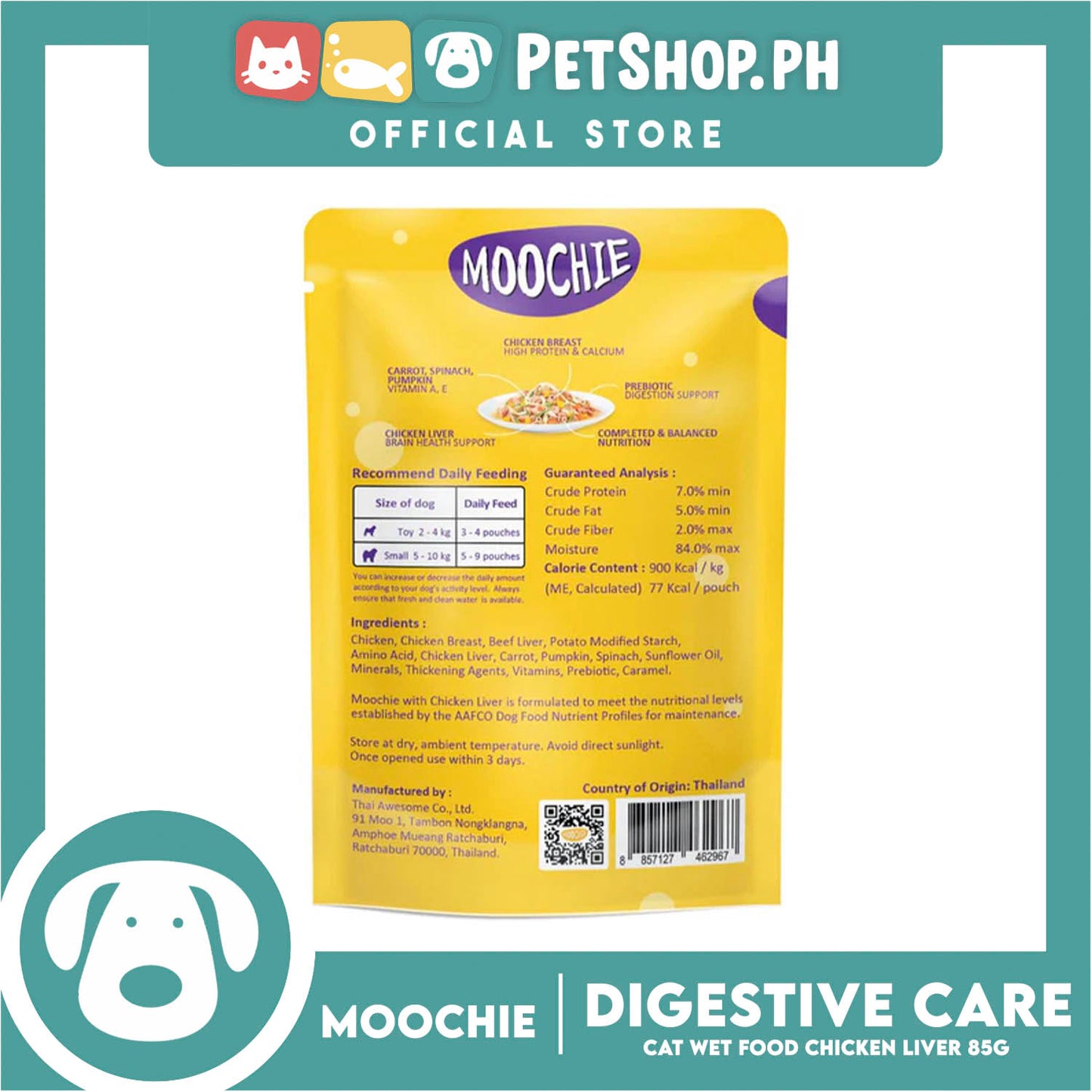 Moochie Digestive Care Adult Dog Wet Food (Chicken Liver) 85g