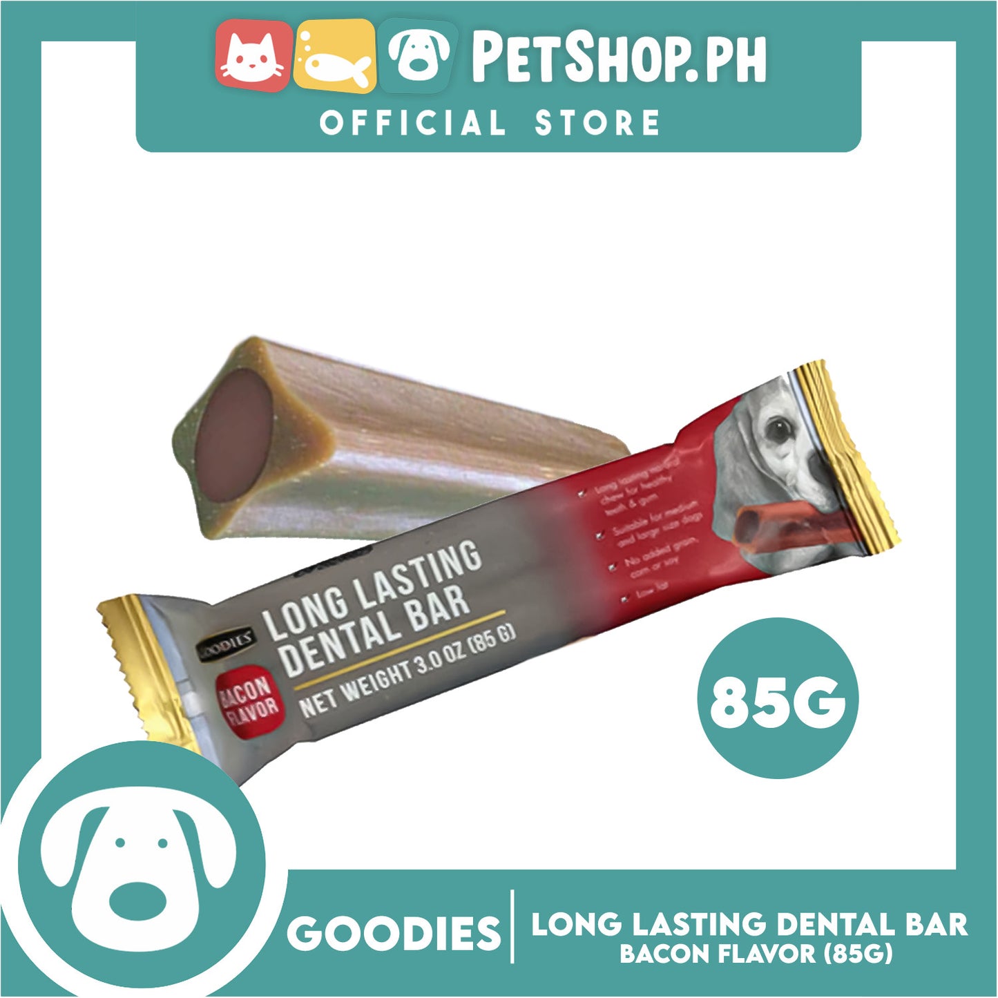 Goodies Long Lasting Dental Bar Dog Treats (Bacon Flavor) 85g