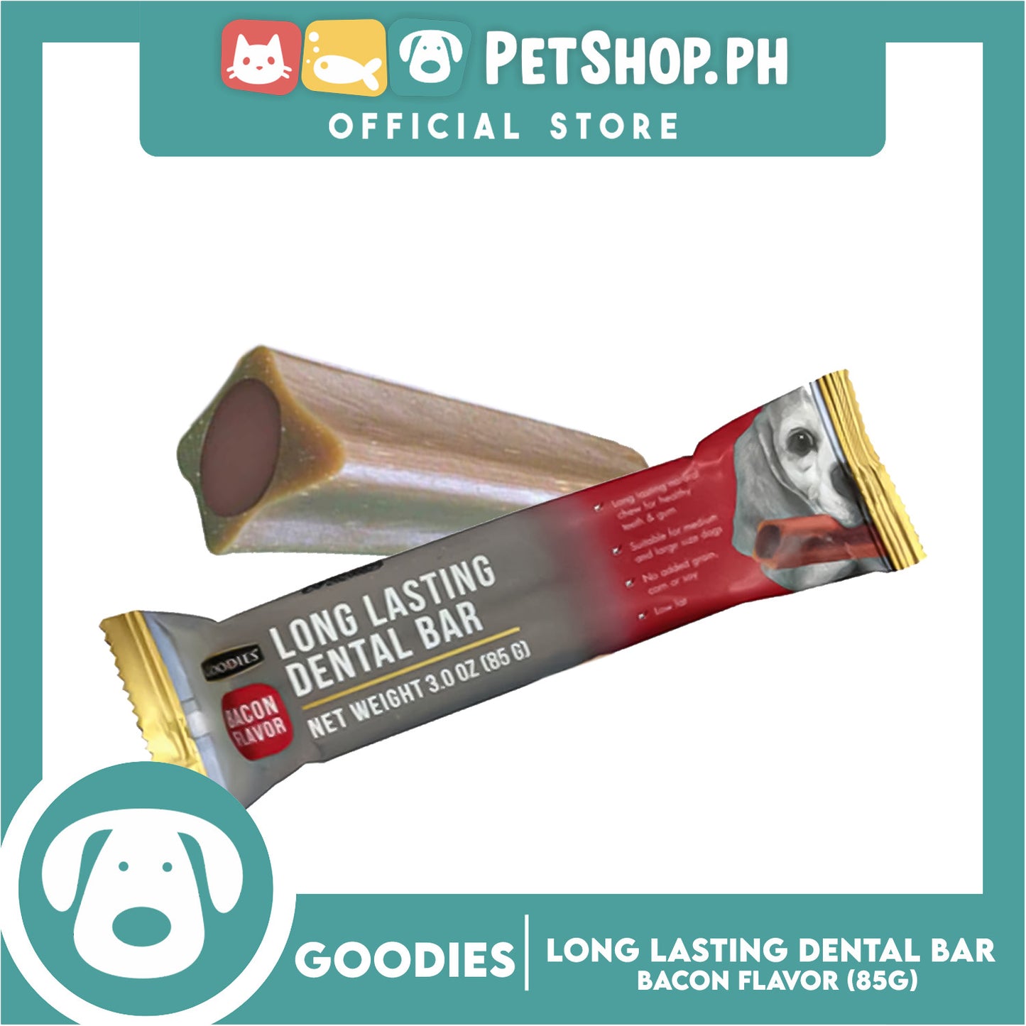 Goodies Long Lasting Dental Bar Dog Treats (Bacon Flavor) 85g