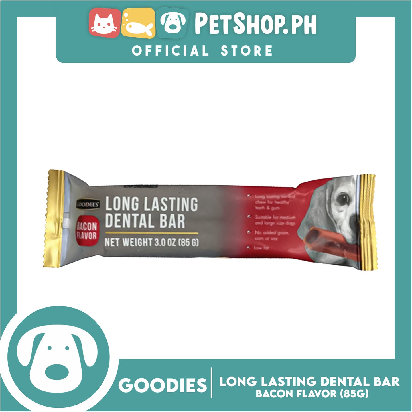 Goodies Long Lasting Dental Bar Dog Treats (Bacon Flavor) 85g