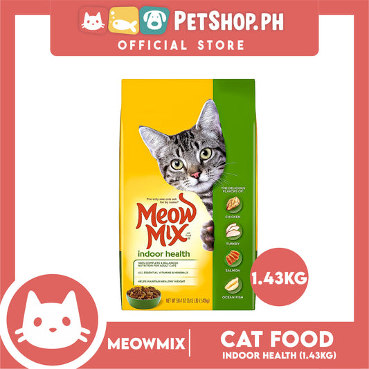 Meow Mix Indoor Health Adult Cat Dry Food 1.43kg Chicken, Turkey, Salmon, Ocean Fish