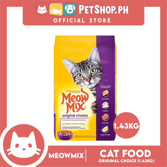 Meow Mix Original Choice Adult Cat Dry Food 1.43kg Chicken, Turkey, Salmon, Ocean Fish