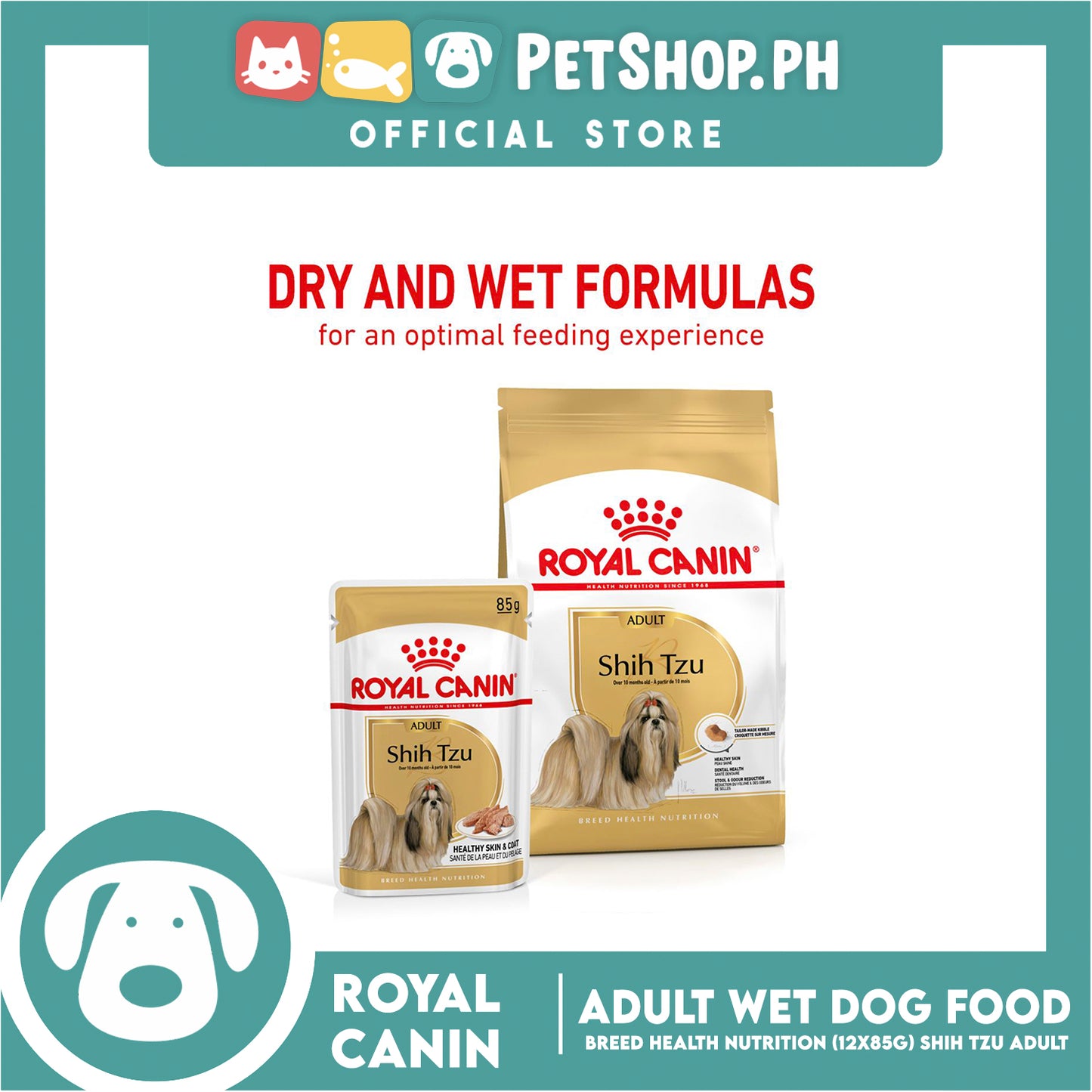Royal Canin Shih Tzu Adult (85g x 12 ) Wet Dog Food - Breed Health Nutrition