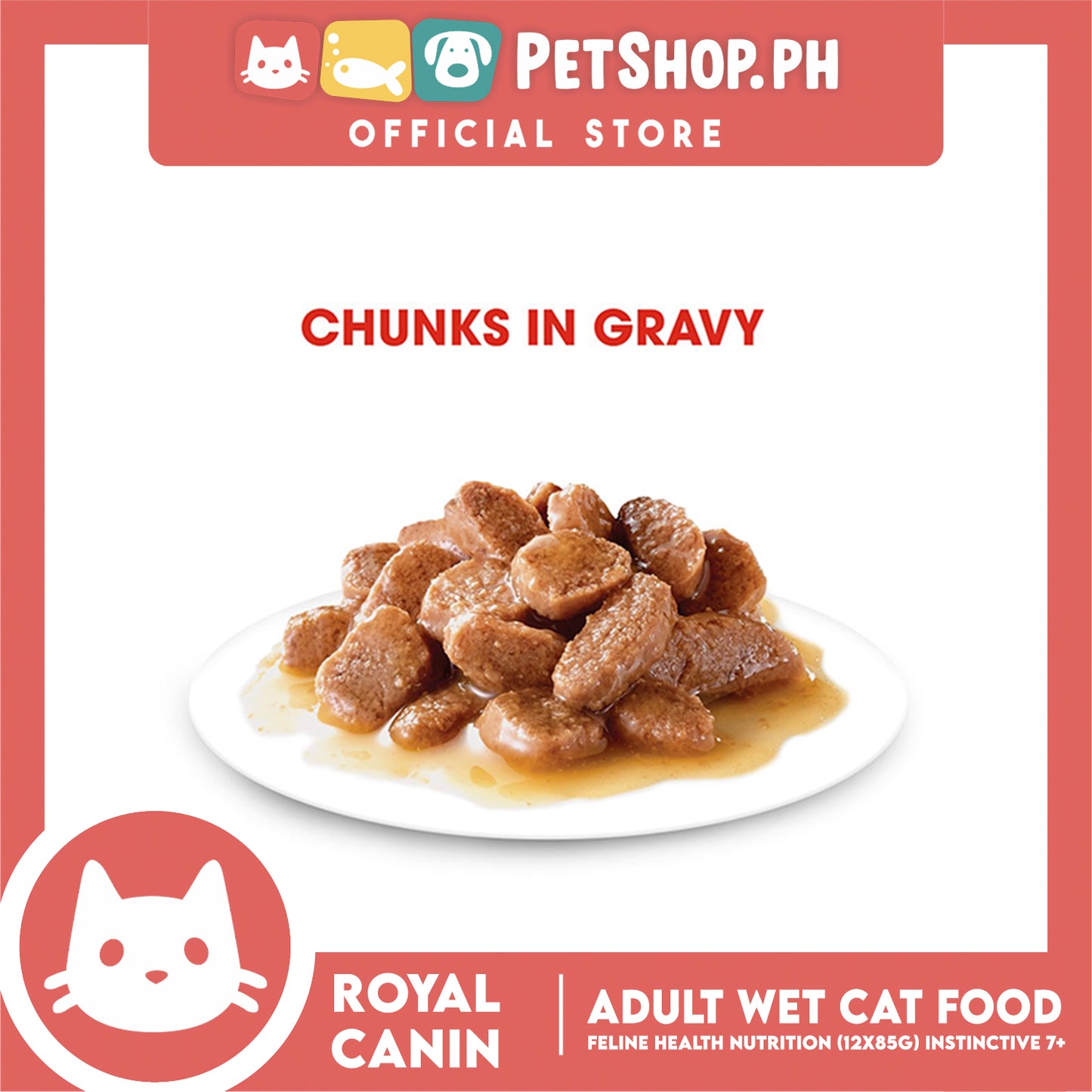 Royal Canin Instinctive 7+ Gravy (85g x 12) Wet Cat Food - Feline Health Nutrition