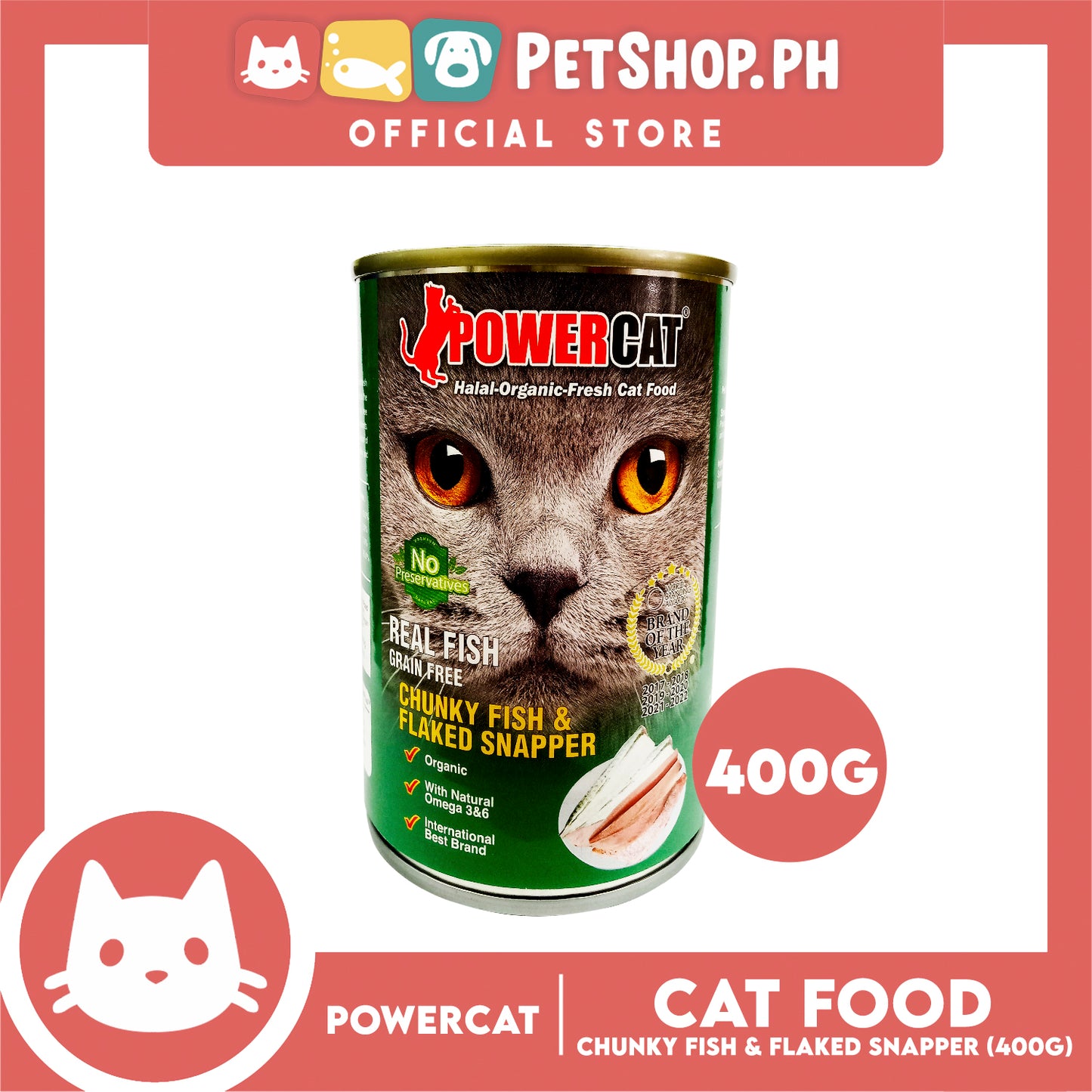PowerCat Chunky Fish and Flaked Snapper 400g Wet Canned Cat Food