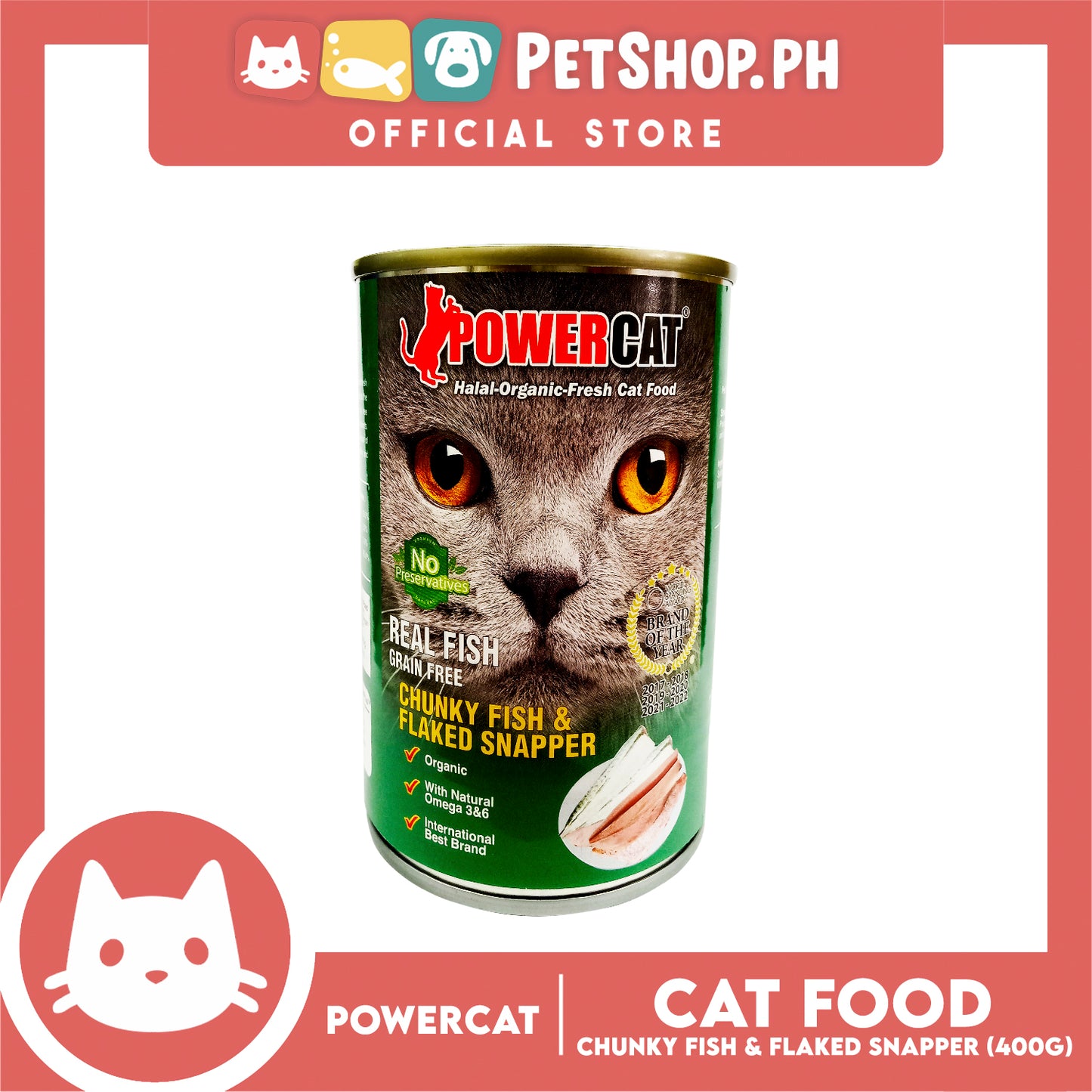 PowerCat Chunky Fish and Flaked Snapper 400g Wet Canned Cat Food