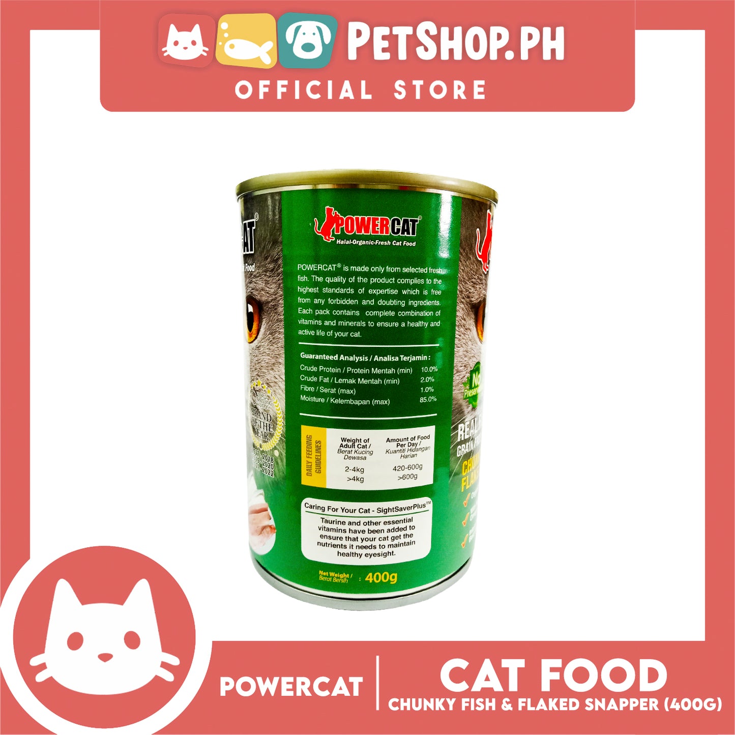 PowerCat Chunky Fish and Flaked Snapper 400g Wet Canned Cat Food