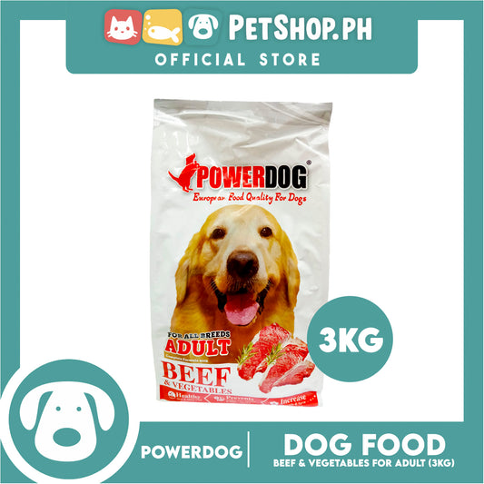 PowerDog Beef and Vegetables for All Breeds Adult 3kgs Dry Dog Food