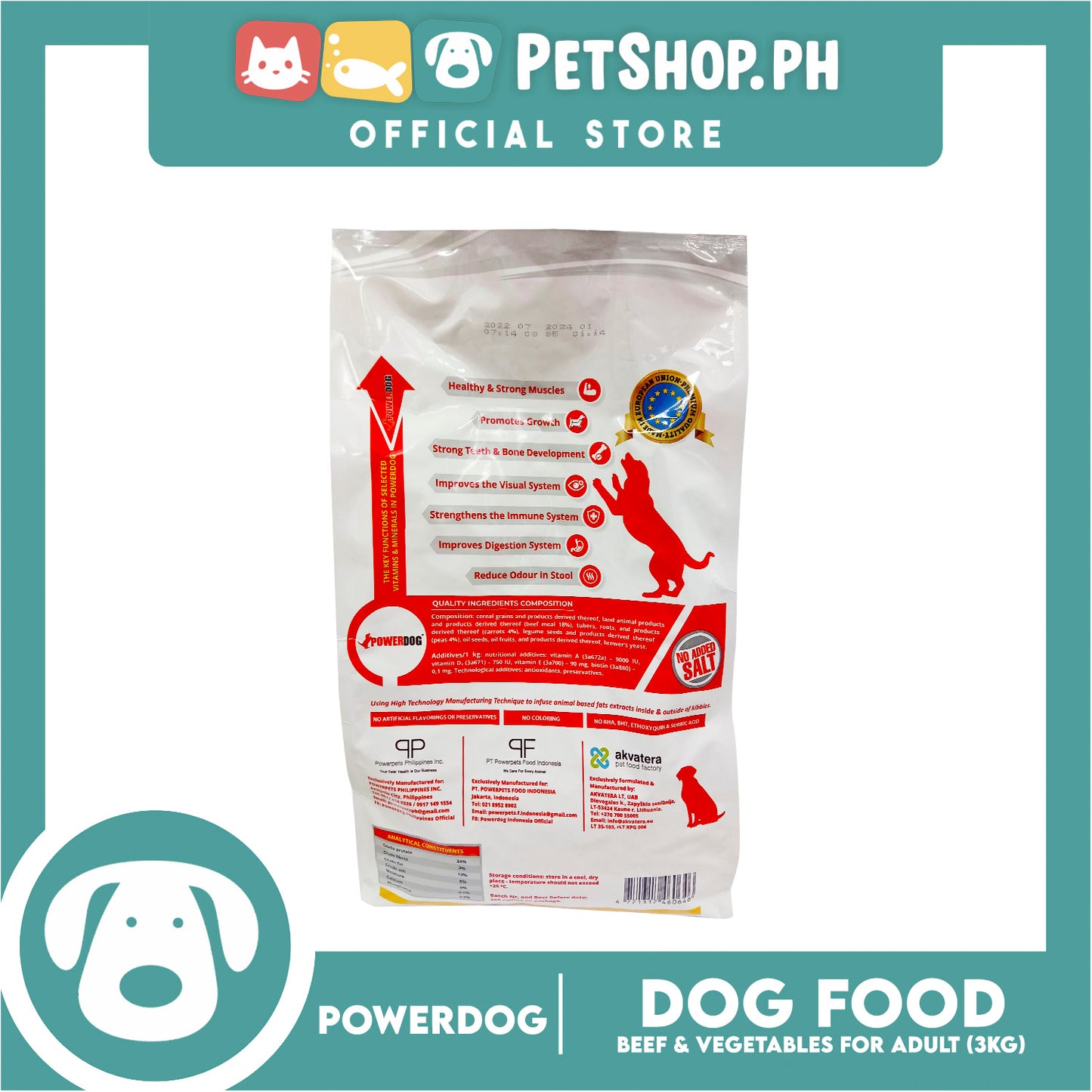 PowerDog Beef and Vegetables for All Breeds Adult 3kgs Dry Dog Food
