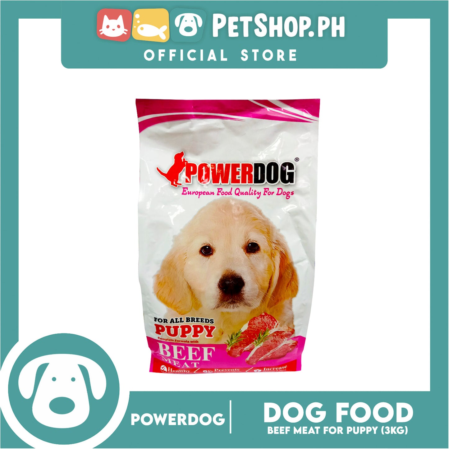 PowerDog Beef Meat for All Breeds Puppy 3kgs Dry Dog Food