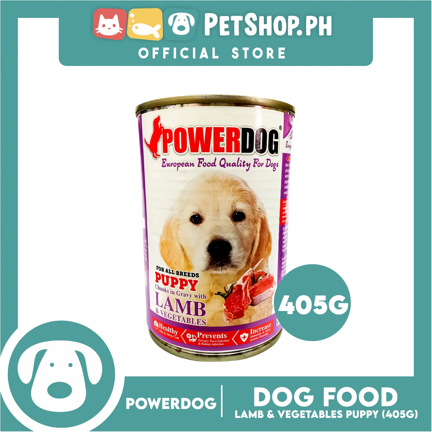 PowerDog Lamb and Vegetables for All Breeds Puppy 405g Wet Canned Dog Food