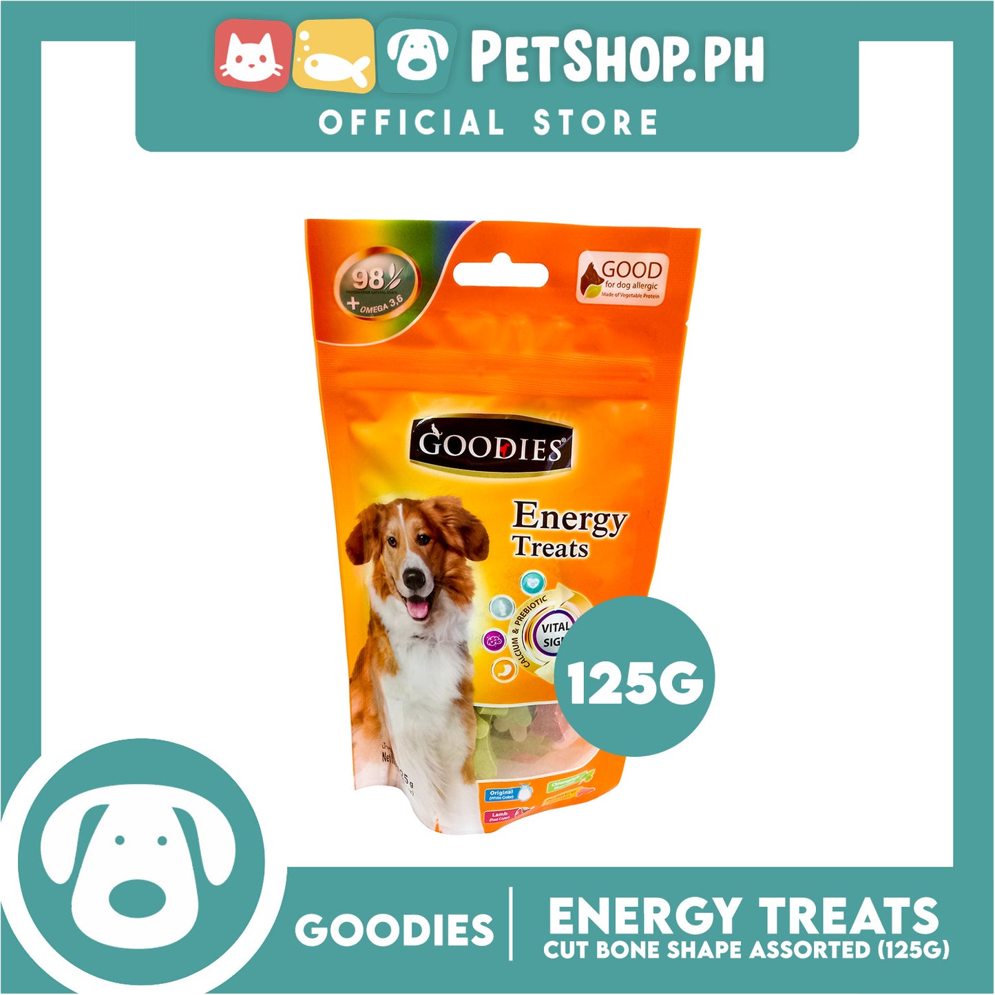 Goodies Dog Energy Treats (Bone Cut) 125g