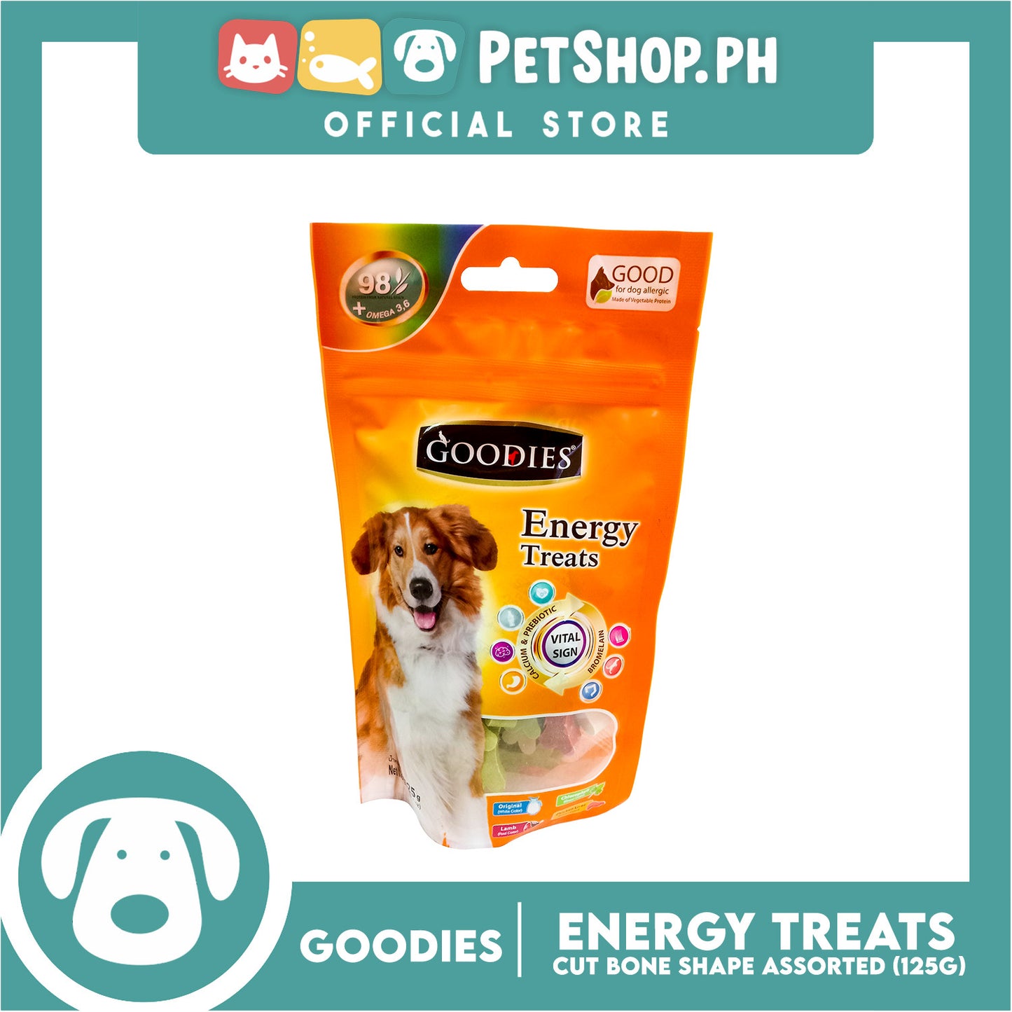 Goodies Dog Energy Treats (Bone Cut) 125g