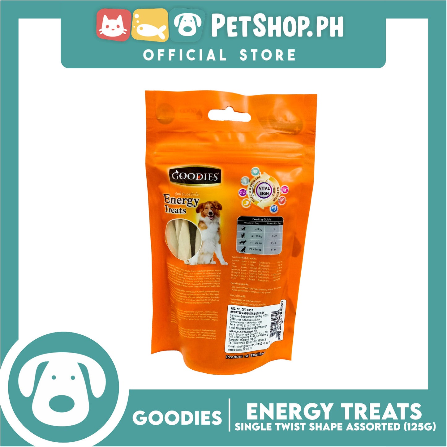 Goodies Dog Energy Treats (Single Twist) 125g