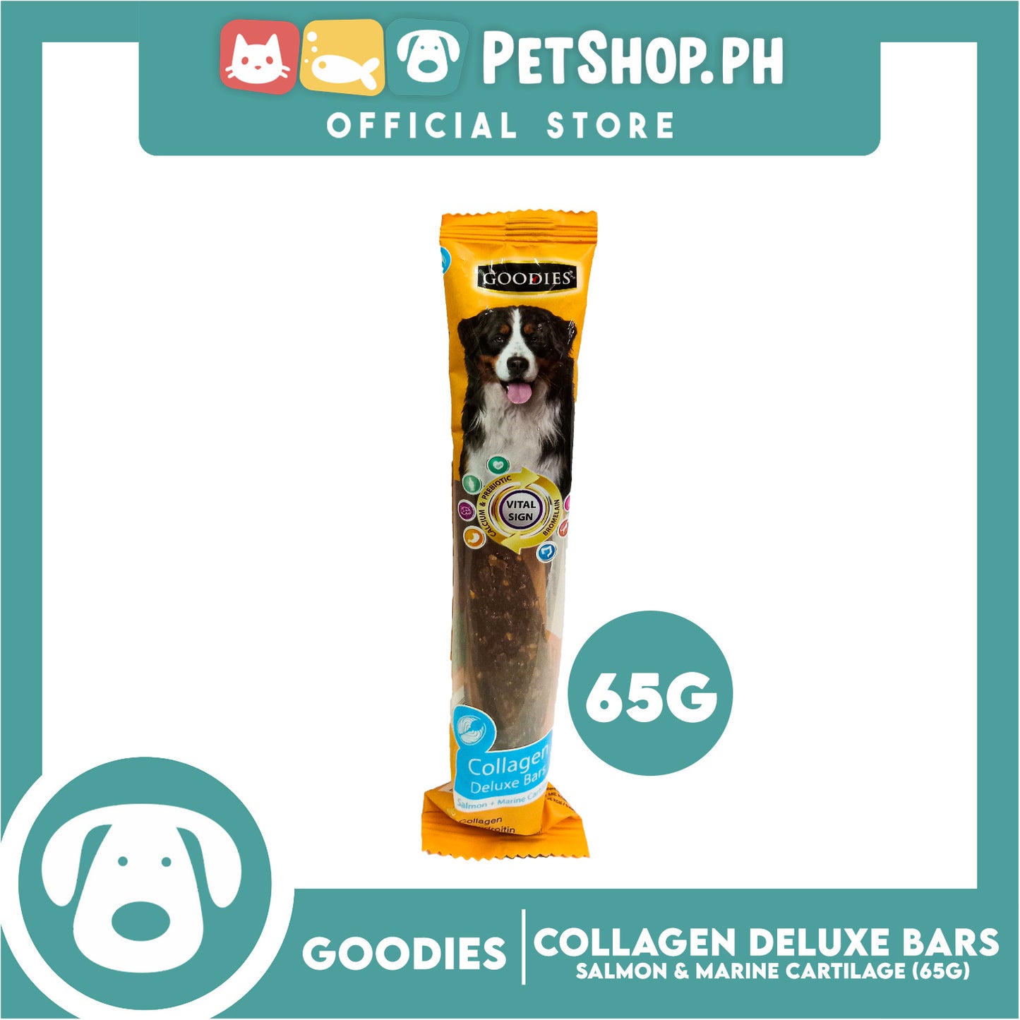 Goodies Collagen Deluxe Bar Salmon and Marine Cartilage Dog Treat 65g