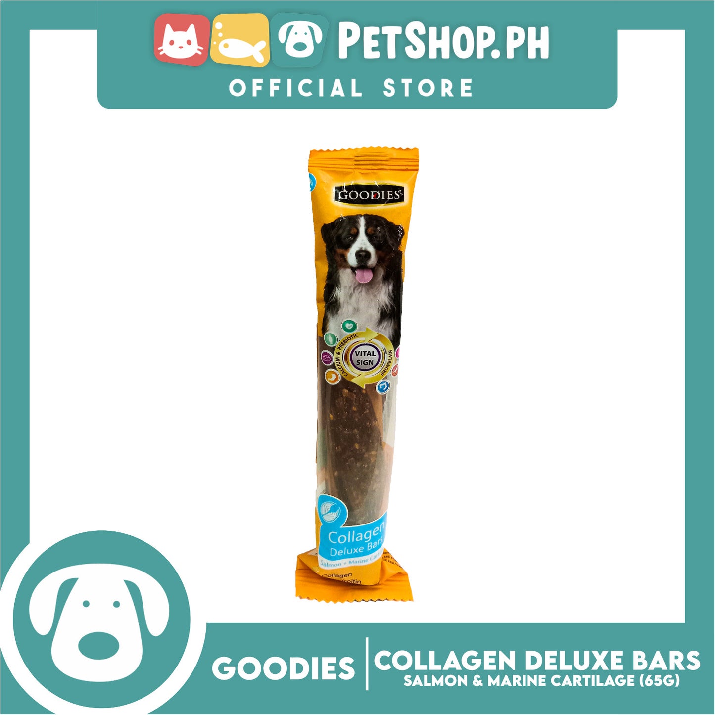 Goodies Collagen Deluxe Bar Salmon and Marine Cartilage Dog Treat 65g