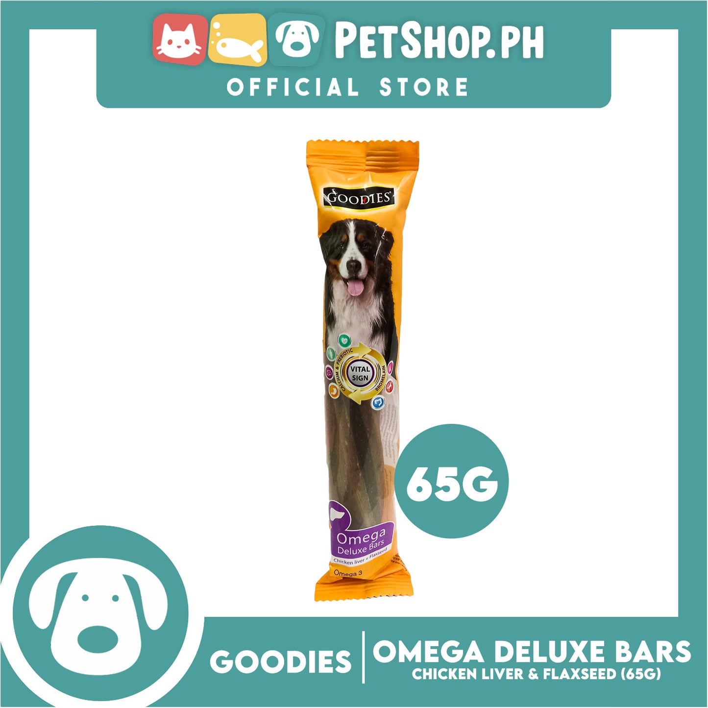 Goodies Omega Deluxe Bar Chicken Liver and Flaxseed Dog Treat 65g