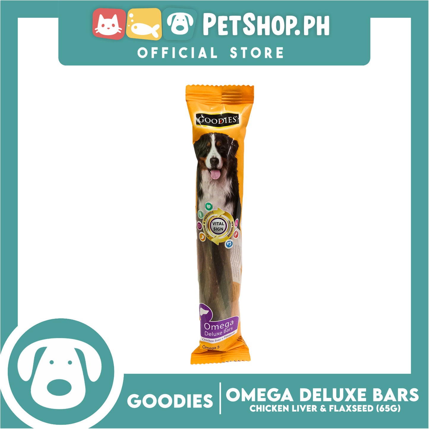 Goodies Omega Deluxe Bar Chicken Liver and Flaxseed Dog Treat 65g