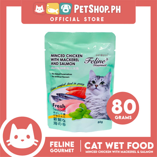 Feline Gourmet Minced Chicken with Mackerel and Salmon Cat Wet Food 80g