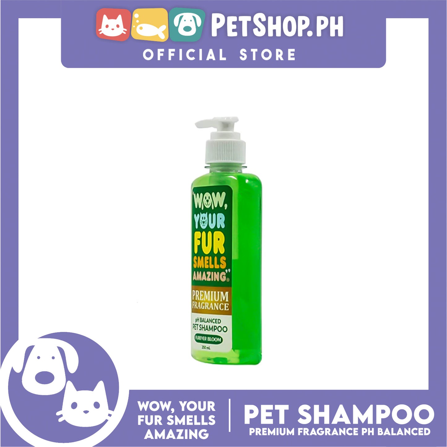 Wow, Your Fur Smells Amazing, Premium Fragrance pH Balanced Pet Shampoo 250ml (Furever Bloom)