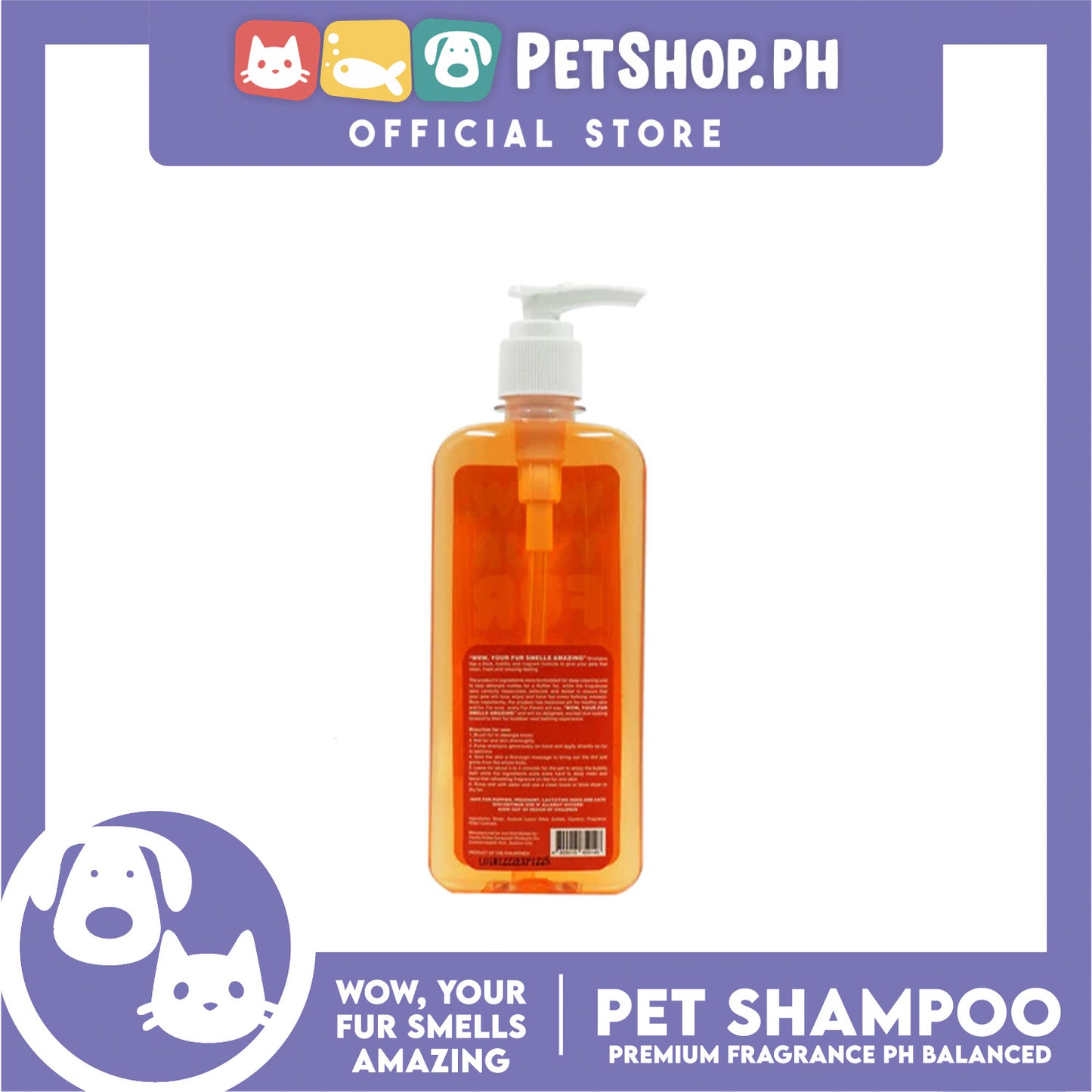 Wow, Your Fur Smells Amazing, Premium Fragrance pH Balanced Pet Shampoo 250ml (Furry Sweet)