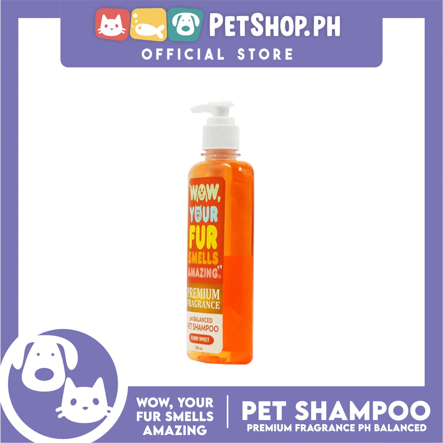 Wow, Your Fur Smells Amazing, Premium Fragrance pH Balanced Pet Shampoo 250ml (Furry Sweet)