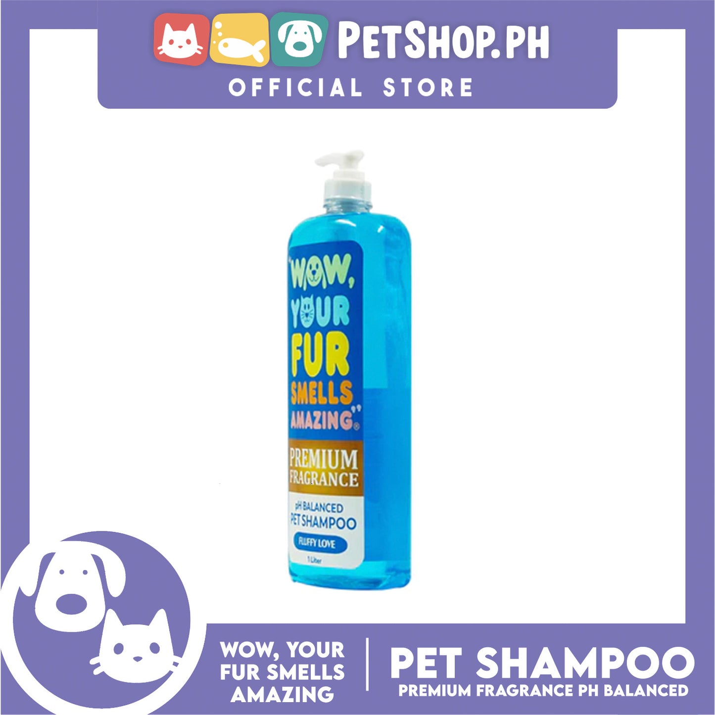 Wow, Your Fur Smells Amazing, Premium Fragrance pH Balanced Pet Shampoo 1L (Fluffy Love)