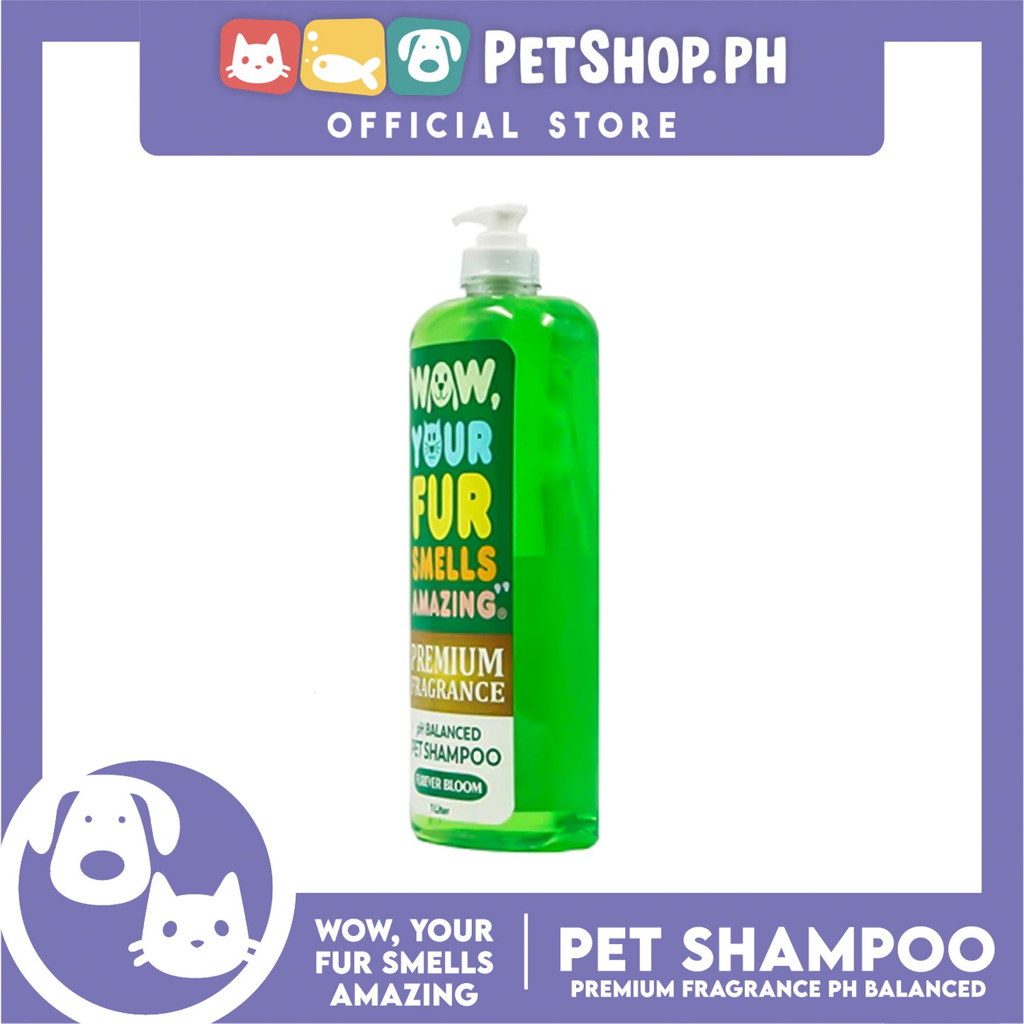 Wow, Your Fur Smells Amazing, Premium Fragrance pH Balanced Pet Shampoo 1L (Furever Bloom)