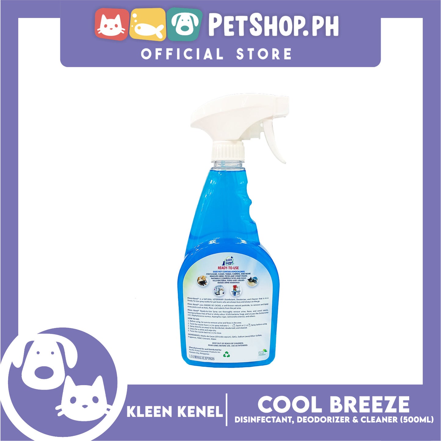 Kleen Kenel Cool Breeze Veterinary Spray Pet Disinfectant 500ml