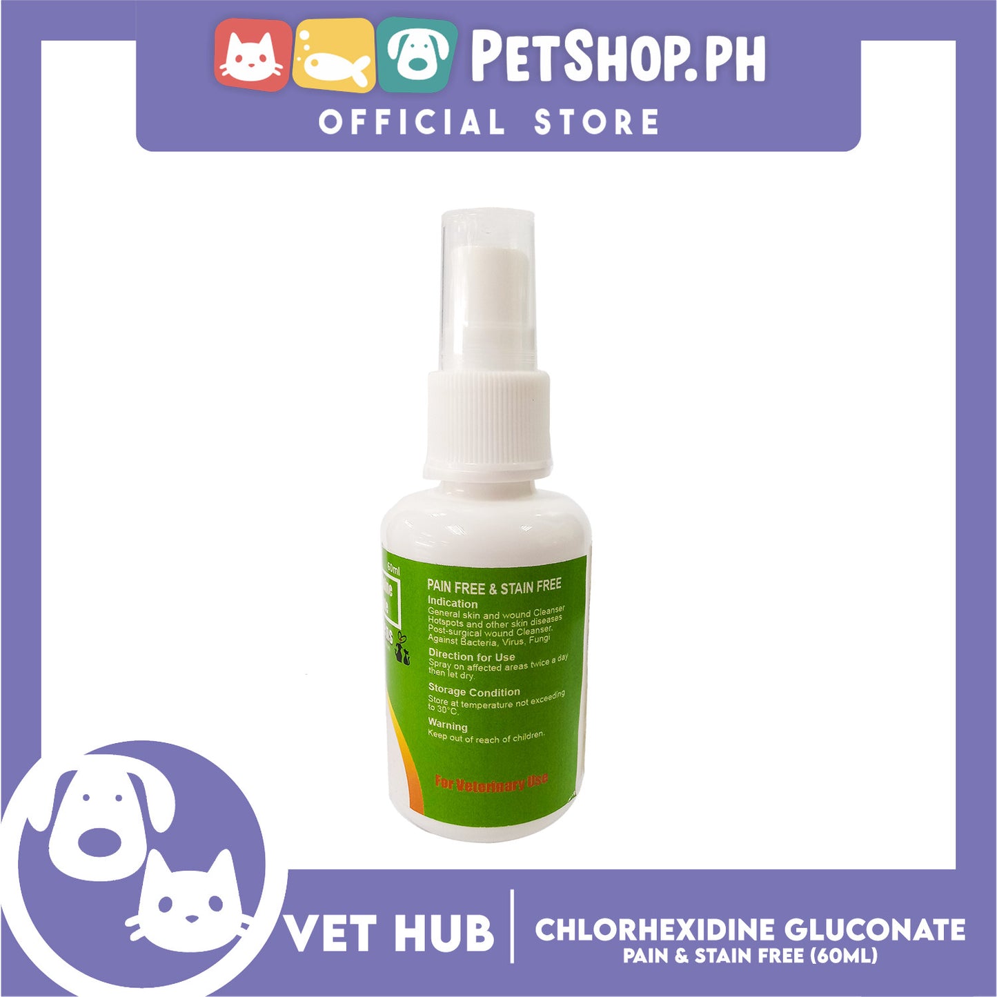 Vethub Antiseptic Solution 60ml Pain Free and Stain Free