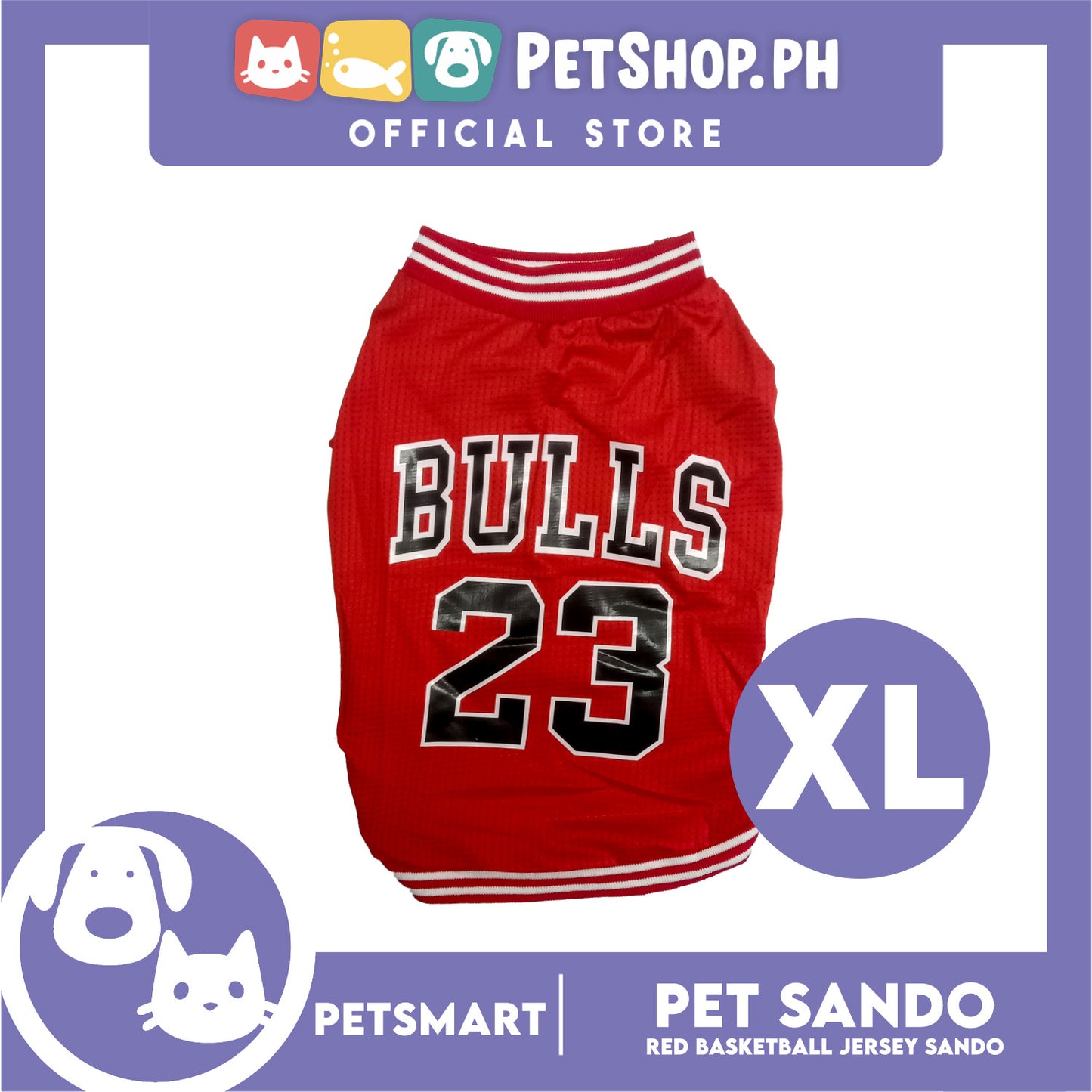 Pet Sando Basketball Jersey Red (Extra Large)