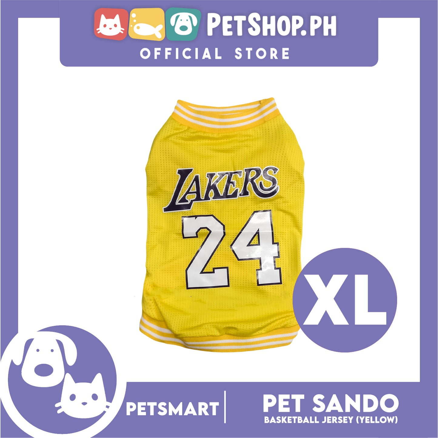 Pet Sando Basketball Jersey Yellow (Extra large)