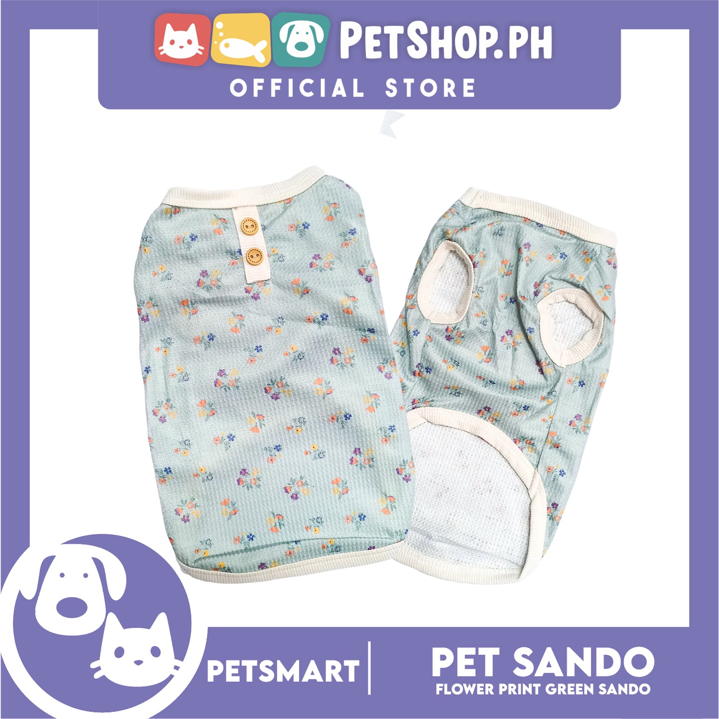 Pet Sando Flower Design Green (Large) for dogs and cats