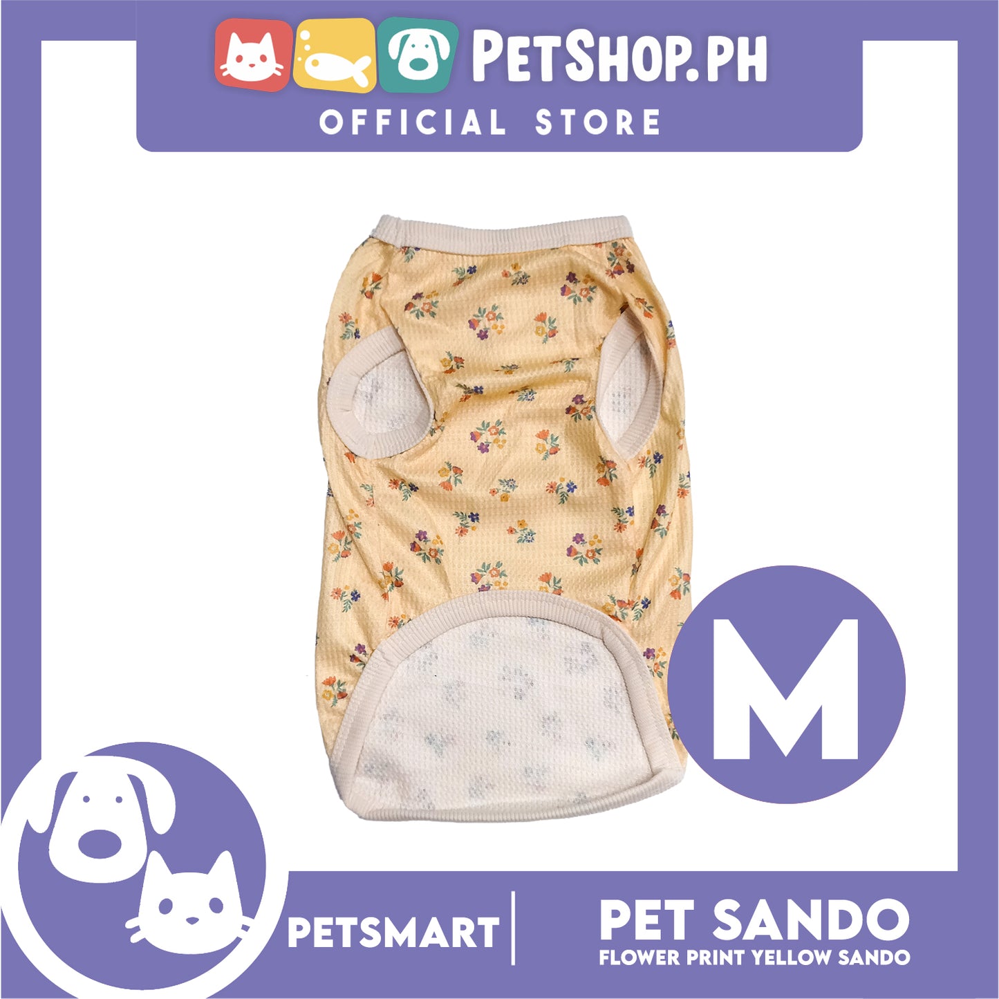 Pet Sando Flower Design Yellow (Medium) for dogs and cats