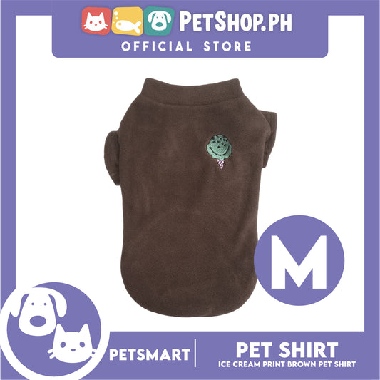 Pet Shirt Ice Cream Print Brown (Medium) for Cats and Dogs Pet Clothes