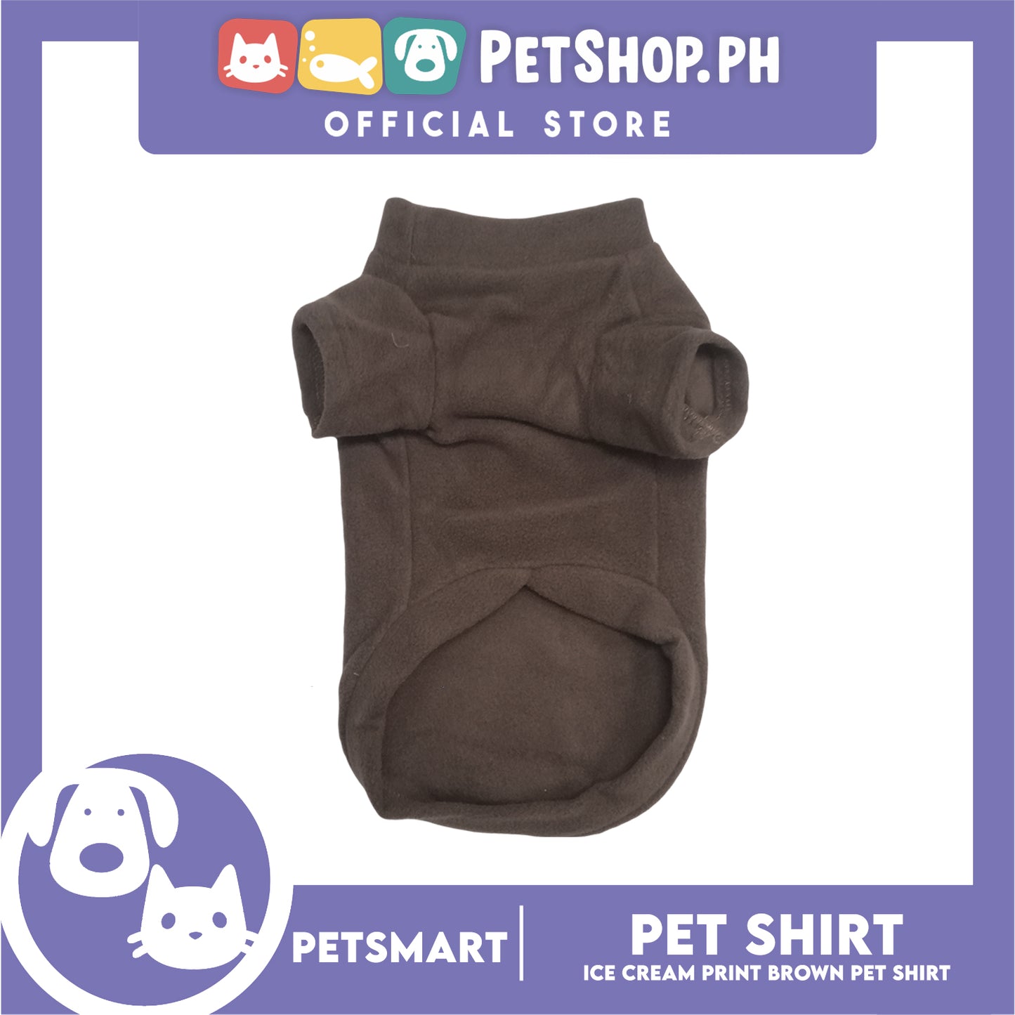 Pet Shirt Ice Cream Print Brown (Large) for Cats and Dogs Pet Clothes