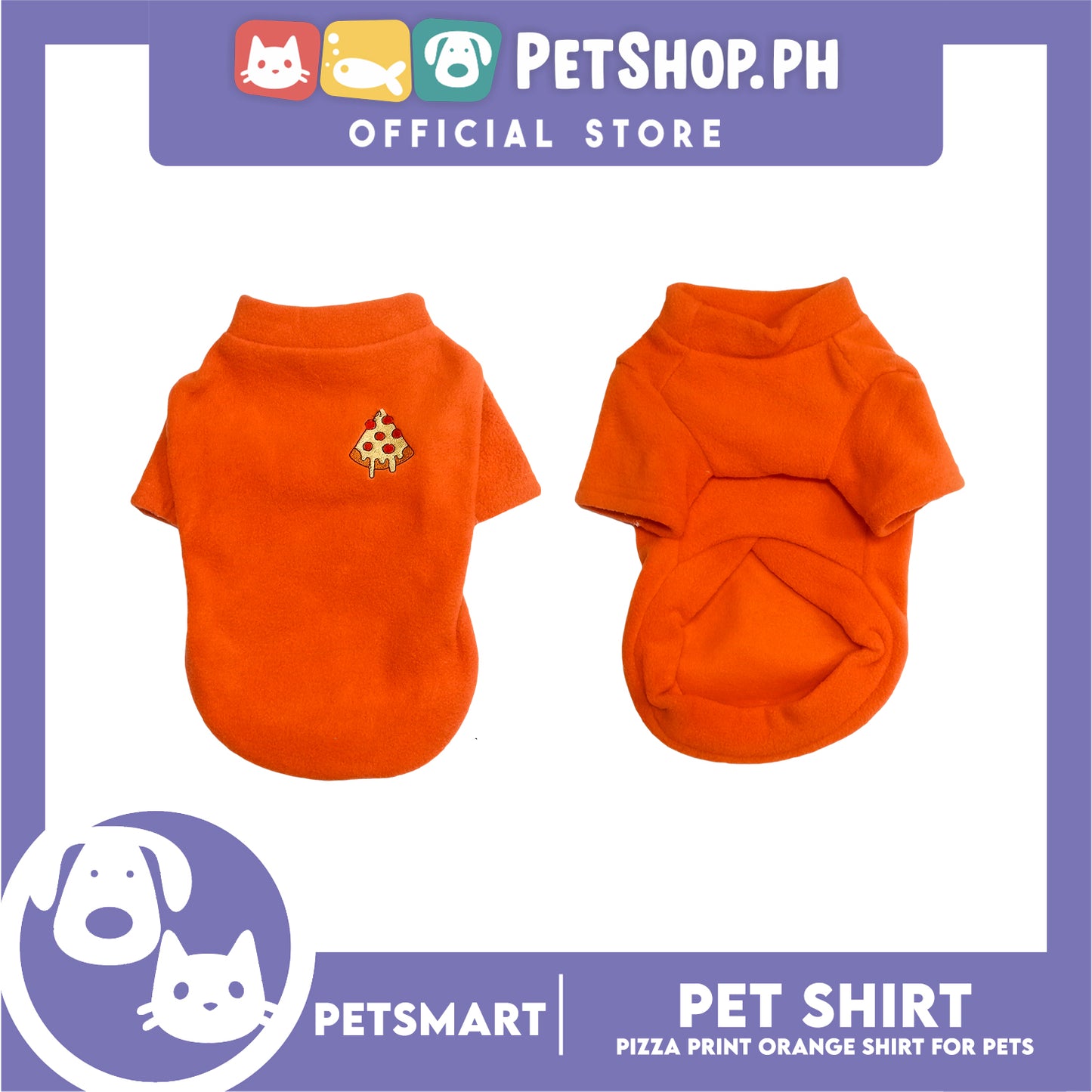 Pet Shirt Pizza Print Orange (Medium) for Cats and Dogs Pet Clothes