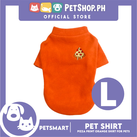 Pet Shirt Pizza Print Orange (Large) for Cats and Dogs Pet Clothes